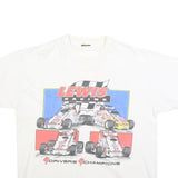 Mens White Lewis Racing Graphic T-Shirt XL Short Sleeve Crew Neck Racing Cars