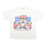 Mens White Lewis Racing Graphic T-Shirt XL Short Sleeve Crew Neck Racing Cars