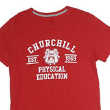 RUSSELL ATHLETIC Mens Red Churchill Physical Education Graphic T-Shirt M Crew