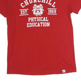 RUSSELL ATHLETIC Mens Red Churchill Physical Education Graphic T-Shirt M Crew