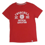 RUSSELL ATHLETIC Mens Red Churchill Physical Education Graphic T-Shirt M Crew