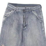 VICTORY HORSE Mens Cotton Blend Blue Casual Denim Shorts L W30 Summer Fit