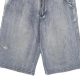 VICTORY HORSE Mens Cotton Blend Blue Casual Denim Shorts L W30 Summer Fit