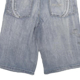 VICTORY HORSE Mens Cotton Blend Blue Casual Denim Shorts L W30 Summer Fit