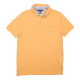 TOMMY HILFIGER Mens Yellow Polo Shirt M Cotton Blend Short Sleeve Basic