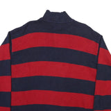 LAUREN RALPH LAUREN Womens Navy & Red Striped Pattern Jumper Quarter Zip Crew