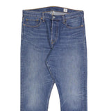 LEVI'S Womens Regular Fit Blue Denim Straight Jeans W32 L27 Distressed Hem