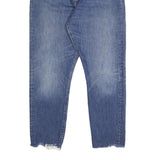 LEVI'S Womens Regular Fit Blue Denim Straight Jeans W32 L27 Distressed Hem