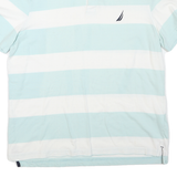 NAUTICA Mens Blue & White Striped Short Sleeve Polo Shirt L Cotton Blend Casual