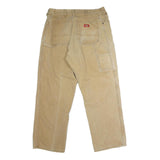 DICKIES Mens Regular Beige Cotton Blend Button Trousers W35 L30 Workwear Utility