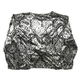 MARK ANTHONY Womens Black & White Floral Cropped Jacket M Polyester V-Neck