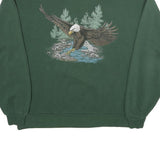 ENDLESS DESIGNS Womens Green Eagle Graphic Crew Neck L Sweatshirt Cotton Blend