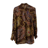 Vintage Unbranded Patterned Shirt - Large Brown Viscose Blend