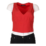 Antille Crop Top - Medium Red Viscose Blend