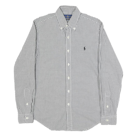 RALPH LAUREN Mens Black & White Checked Shirt XS Classic Button Down Collar Long