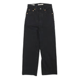LEVI'S Womens Black Regular Straight Denim W23 L22 Button Cotton Blend Jeans