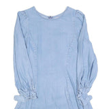 ZARA Womens Blue Denim Fit & Flare Cotton Blend Dress Long Sleeve XS Casual