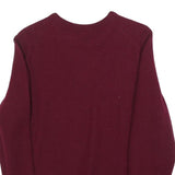DR MARTENS Boys Maroon Plain Wool Jumper Crew Neck Basic Knit L Elbow Patch