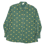 QIVINA Mens Green Yellow Striped Floral Shirt Long Sleeve Collared Cotton Blend