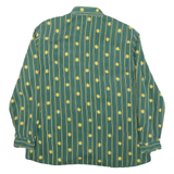 QIVINA Mens Green Yellow Striped Floral Shirt Long Sleeve Collared Cotton Blend