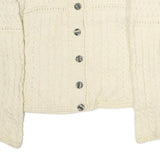 CARRAIGDON Womens Cream Heavy Knit Jumper Button Up Cable Knit S Wool Classic