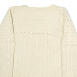 CARRAIGDON Womens Cream Heavy Knit Jumper Button Up Cable Knit S Wool Classic