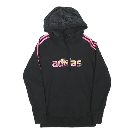 ADIDAS Boys Black & Pink Hoodie S Cotton Blend Casual Sportswear