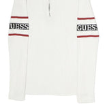 GUESS Womens White & Red Logo Patterned Pullover Jumper Crew Neck Rib Knit XS
