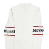 GUESS Womens White & Red Logo Patterned Pullover Jumper Crew Neck Rib Knit XS