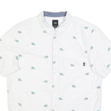 VANS Mens White & Green Palm Tree Print Shirt M Summer Casual Cotton Blend