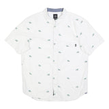 VANS Mens White & Green Palm Tree Print Shirt M Summer Casual Cotton Blend