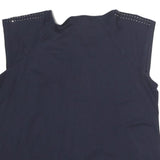 CARLA FERONI Womens Black Studded Cap Sleeve Round Neck Top M Stylish Cotton