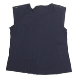 CARLA FERONI Womens Black Studded Cap Sleeve Round Neck Top M Stylish Cotton