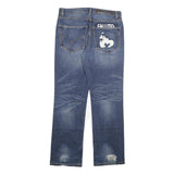 MONEY Mens Jeans Blue Regular Straight Denim Medium Wash W34 L32 Faded