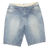 Mens Light Blue Denim Cotton Blend Shorts L W38 Casual Regular Fit