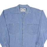 DOUBLE IMPACT Mens Blue Cotton Denim Shirt XL Casual Classic Button Pocket