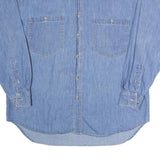 DOUBLE IMPACT Mens Blue Cotton Denim Shirt XL Casual Classic Button Pocket