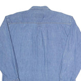 DOUBLE IMPACT Mens Blue Cotton Denim Shirt XL Casual Classic Button Pocket