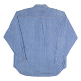DOUBLE IMPACT Mens Blue Cotton Denim Shirt XL Casual Classic Button Pocket