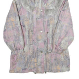 Womens Pink Grey Colourblock Polyester Casual Jacket UK 14 Zip Hooded Long