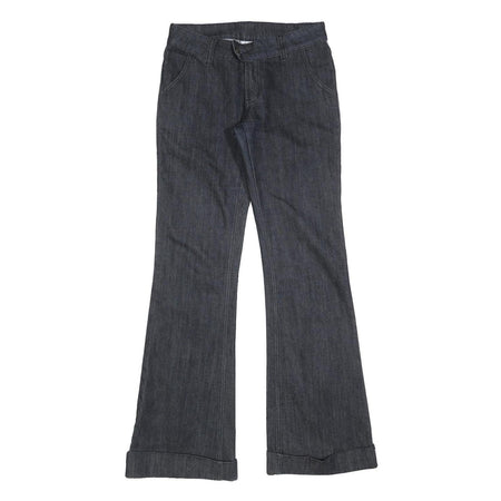 Womens Regular Fit Black Jeans Bootcut Denim W26 L32 Classic Cotton Zip