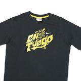 NIKE Mens Black Crew Neck Short Sleeve En Fuego Graphic T-Shirt M Cotton Blend