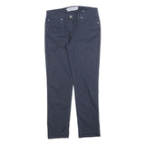 HENRY COTTONS Womens Cotton Blend Navy Slim Slim Trousers W27 L28 Stylish Fit