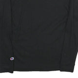 CHAMPION Mens Black Long Sleeve Crew Neck Cotton T-Shirt M Logo Print