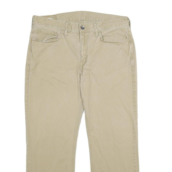LEVI'S Mens Classic Cotton Blend Beige Trousers W36 L30 Straight Zip Closure