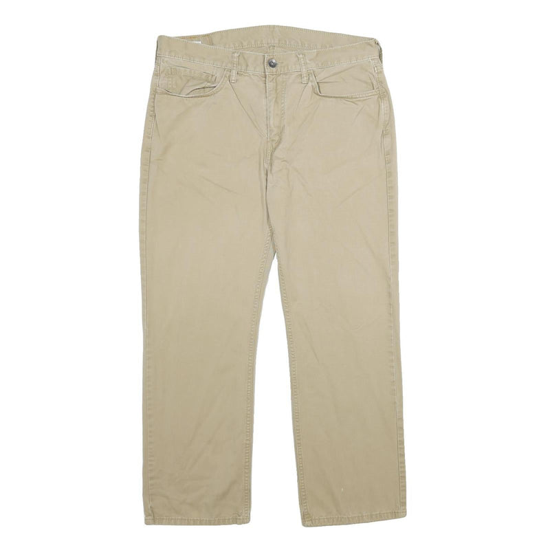 LEVI'S Mens Classic Cotton Blend Beige Trousers W36 L30 Straight Zip Closure