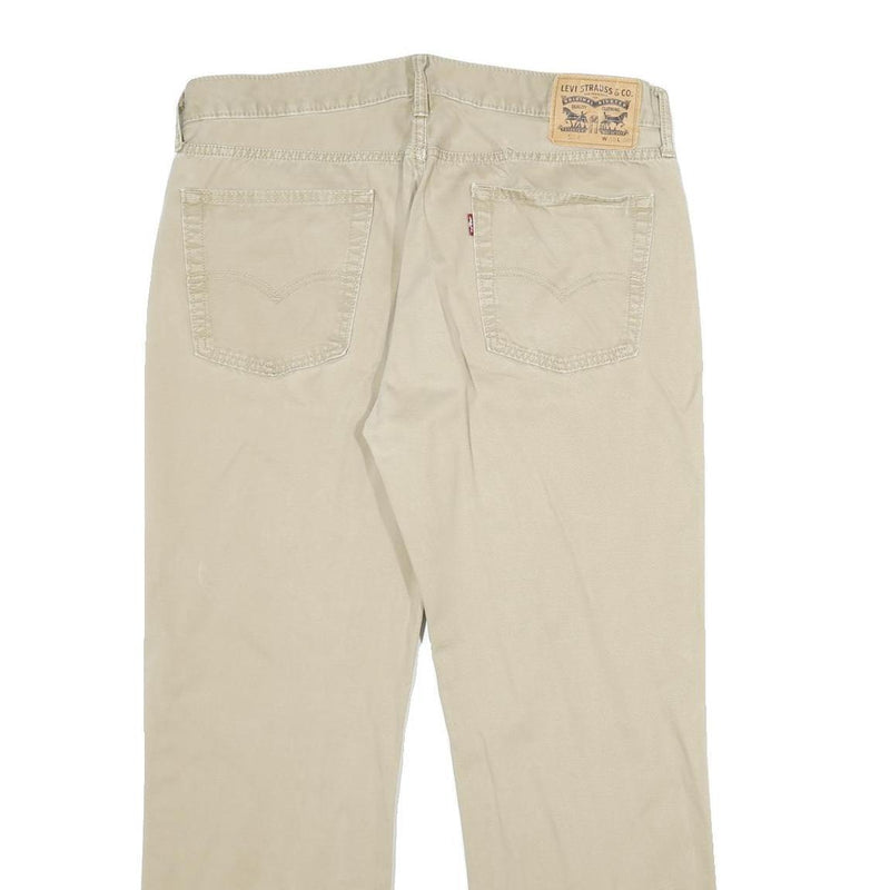 LEVI'S Mens Classic Cotton Blend Beige Trousers W36 L30 Straight Zip Closure