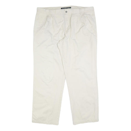 DOCKERS Mens Cotton Blend Cream Classic Fit Straight Leg Trousers W40 L32 Casual