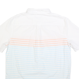CHAPS Mens White & Peach Striped Cotton Blend Shirt M Lightweight Casual