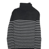 CHICOREE Womens Black & White Striped Plain Turtleneck Jumper Viscose Blend M